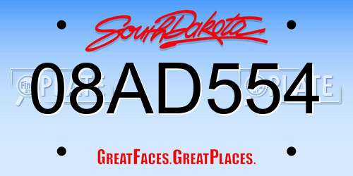 08AD554 South Dakota License Plate