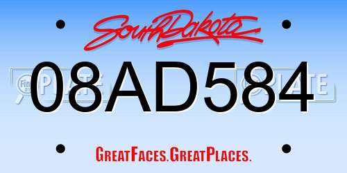 08AD584 South Dakota License Plate