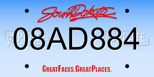 08AD884 South Dakota License Plate