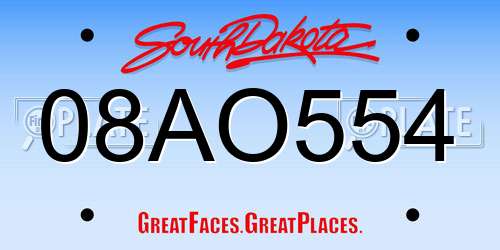 08AO554 South Dakota License Plate