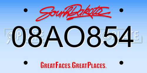 08AO854 South Dakota License Plate