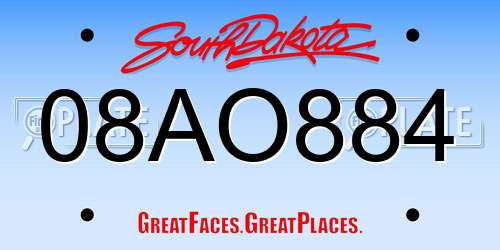 08AO884 South Dakota License Plate