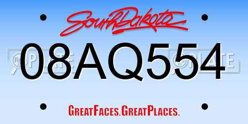 08AQ554 South Dakota License Plate