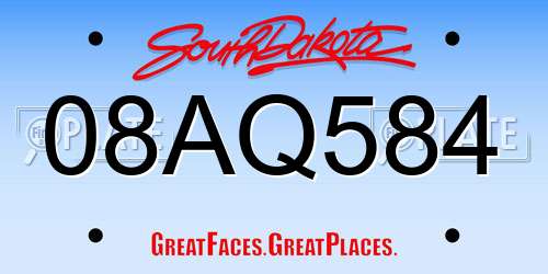 08AQ584 South Dakota License Plate