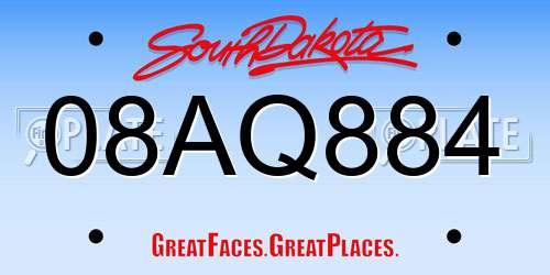 08AQ884 South Dakota License Plate