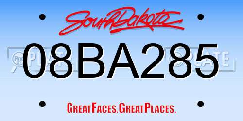 08BA285 South Dakota License Plate