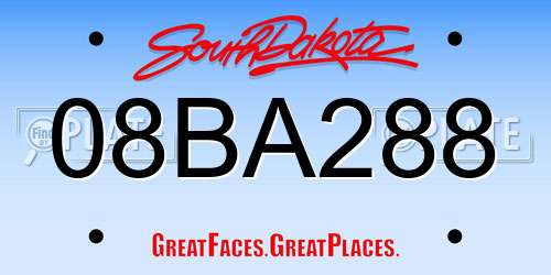 08BA288 South Dakota License Plate