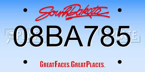 08BA785 South Dakota License Plate