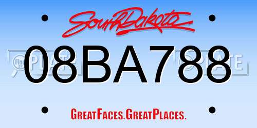 08BA788 South Dakota License Plate