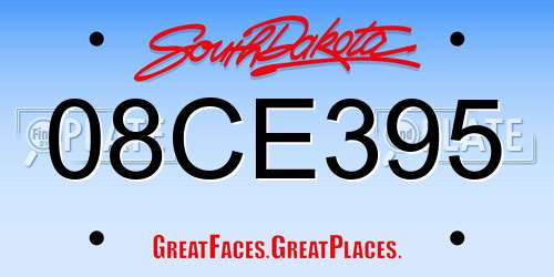 08CE395 South Dakota License Plate