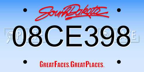 08CE398 South Dakota License Plate