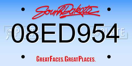 08ED954 South Dakota License Plate