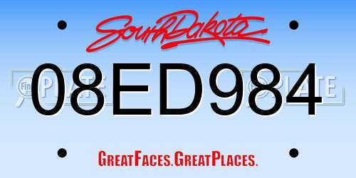 08ED984 South Dakota License Plate