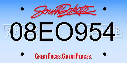 08EO954 South Dakota License Plate