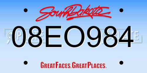 08EO984 South Dakota License Plate