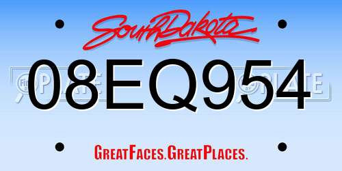 08EQ954 South Dakota License Plate
