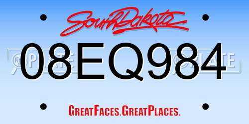 08EQ984 South Dakota License Plate