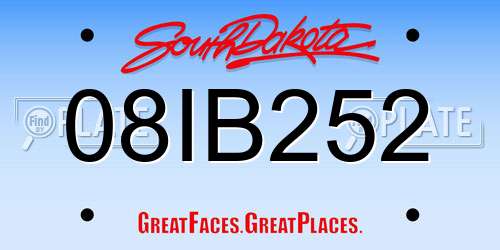 08IB252 South Dakota License Plate