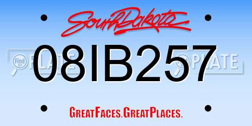 08IB257 South Dakota License Plate