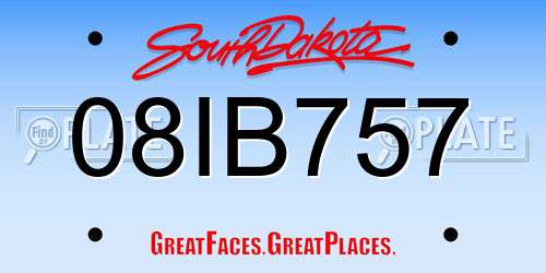 08IB757 South Dakota License Plate