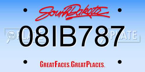 08IB787 South Dakota License Plate