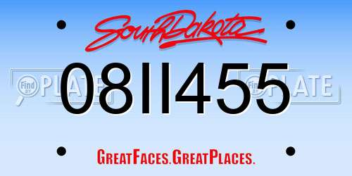 08II455 South Dakota License Plate