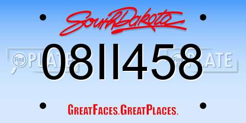 08II458 South Dakota License Plate