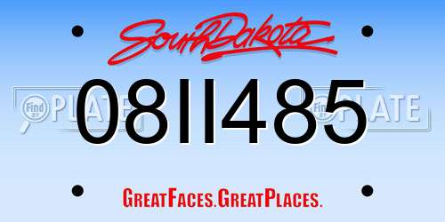 08II485 South Dakota License Plate