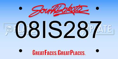 08IS287 South Dakota License Plate
