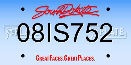08IS752 South Dakota License Plate