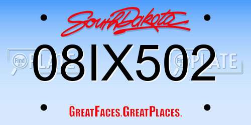 08IX502 South Dakota License Plate