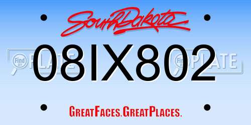 08IX802 South Dakota License Plate