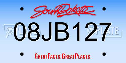 08JB127 South Dakota License Plate