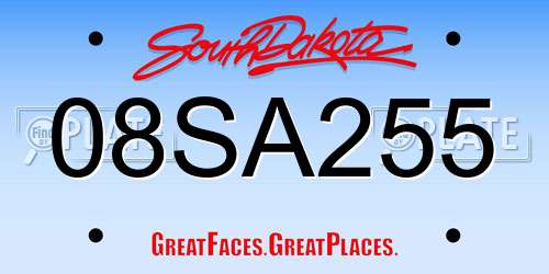 08SA255 South Dakota License Plate