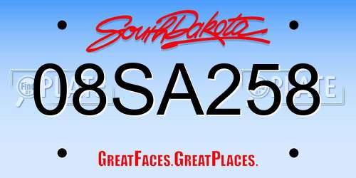 08SA258 South Dakota License Plate