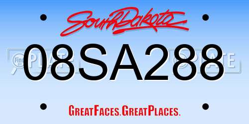 08SA288 South Dakota License Plate