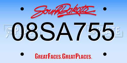 08SA755 South Dakota License Plate