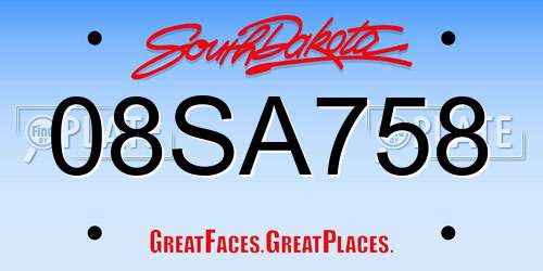 08SA758 South Dakota License Plate