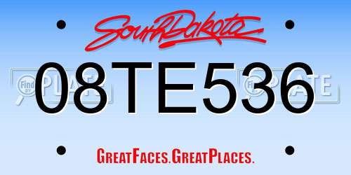 08TE536 South Dakota License Plate