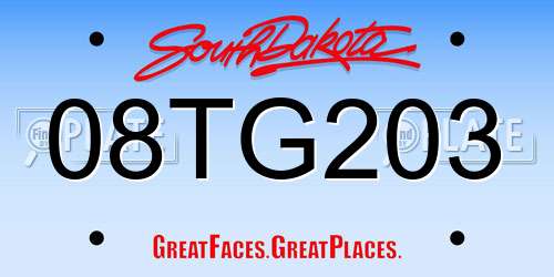 08TG203 South Dakota License Plate