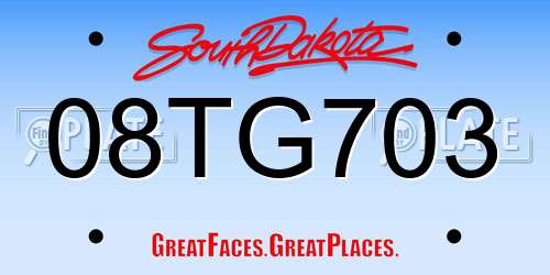 08TG703 South Dakota License Plate