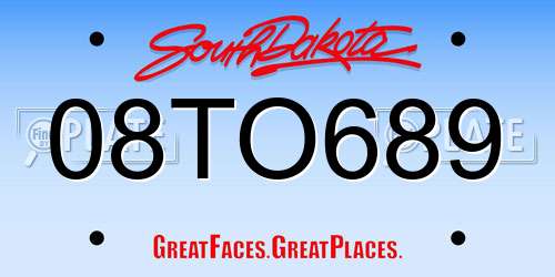 08TO689 South Dakota License Plate