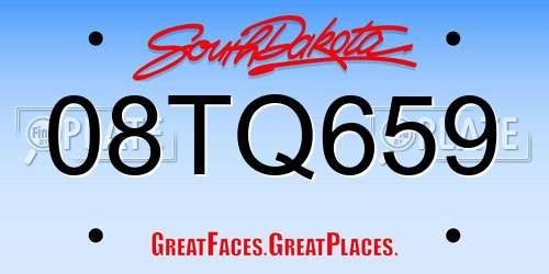 08TQ659 South Dakota License Plate