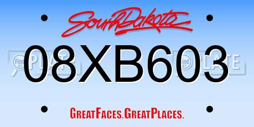 08XB603 South Dakota License Plate