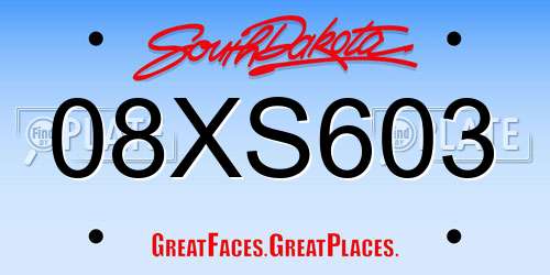 08XS603 South Dakota License Plate