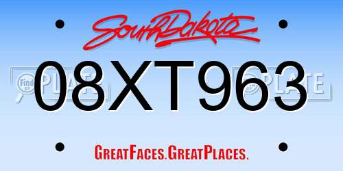 08XT963 South Dakota License Plate