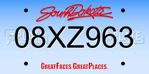 08XZ963 South Dakota License Plate