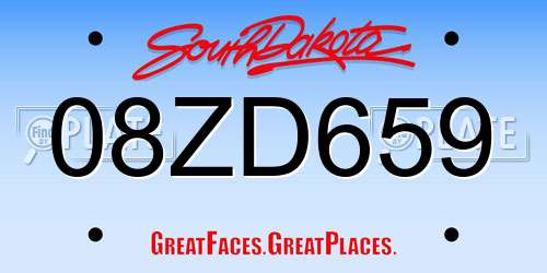 08ZD659 South Dakota License Plate