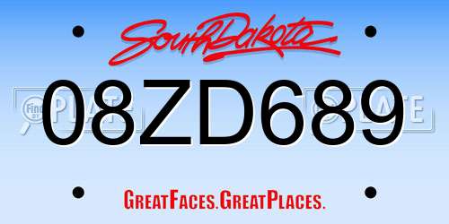 08ZD689 South Dakota License Plate