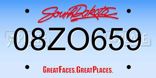 08ZO659 South Dakota License Plate
